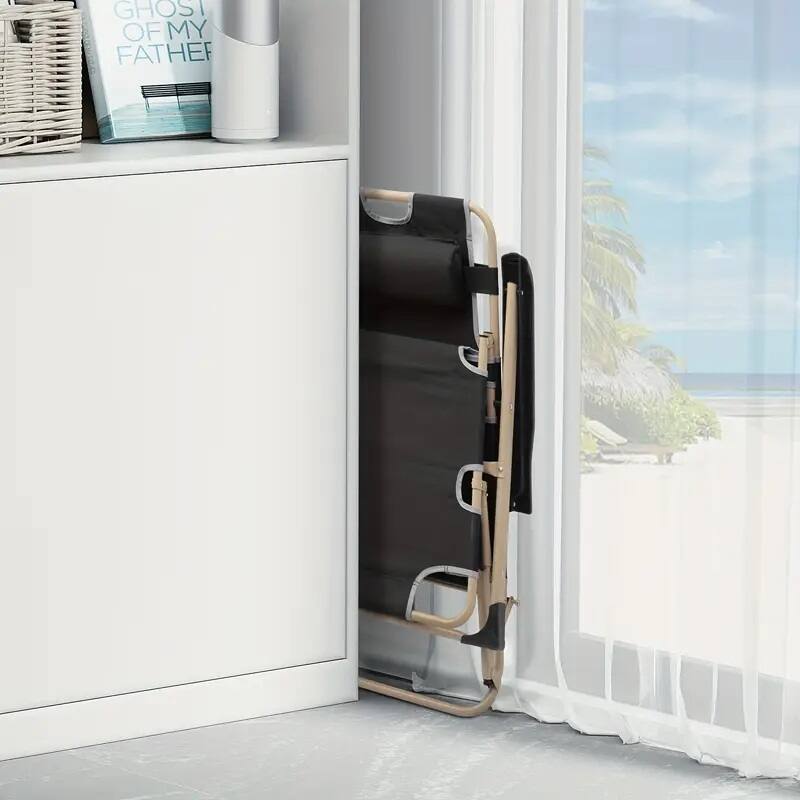 Deck Chair Black, No installation required, Easily Fold