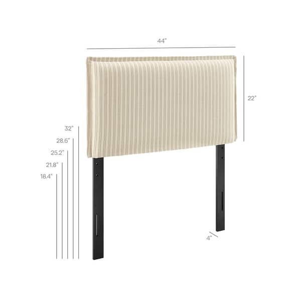 dimension image slide 7 of 18, Camille Upholstered Striped Linen Blend Headboard