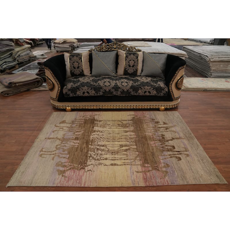 Hand Knotted Oriental 100% Wool Carpet Modern Animal Pictorial Multi-Colored Modern Area Rug - 7' 3'' X 4' 11''