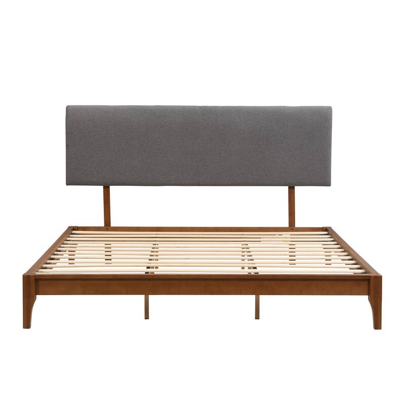 Bamboo Bed Frame Modern Platform Bed Wood Slat Support Low Profile Bed Open Frame with Under Bed Storage and Center Support Legs