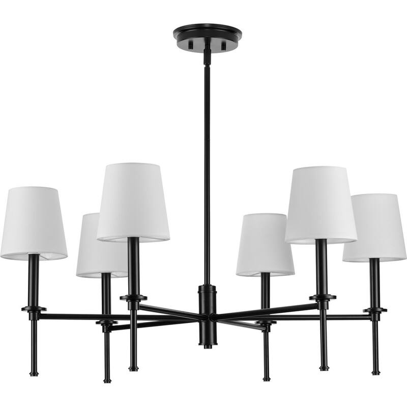 Elara Collection Six-Light New Traditional Matte Black Chandelier Light - 30 in x 30 in x 10.37 in