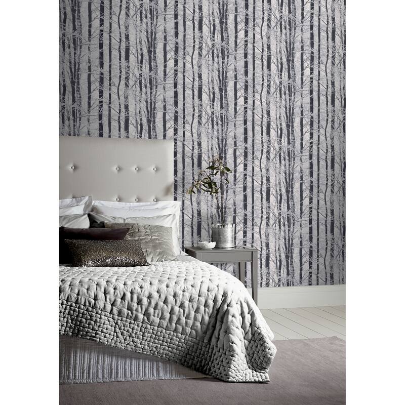 Arthouse Frosted Silver Winter Grove Wallpaper