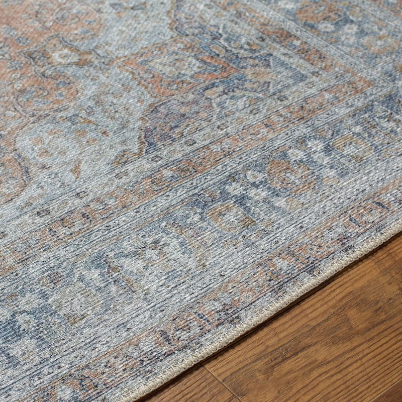 Juniuss Faded Medallion Machine Washable Area Rug