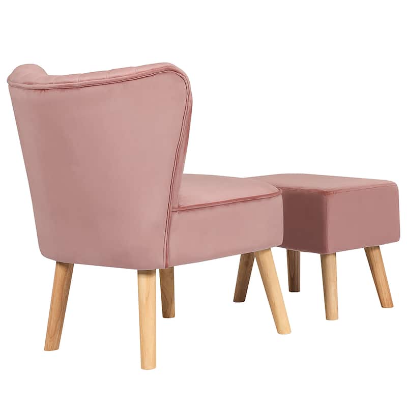 Costway Leisure Chair and Ottoman Thick Padded Button Tufted Sofa Set