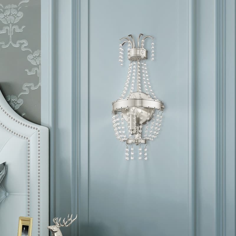 Livex Lighting 1-Light Brushed Nickel Wall Sconce, 51872-91 - 7.5" DIA 17.5" H 4" EXT