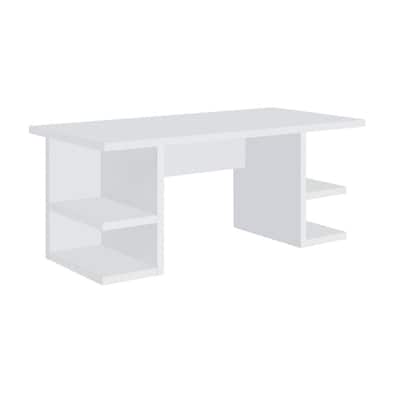 Modern Writing Desk with Shelves - 71 Inch Rectangular Computer Desk, White Finish