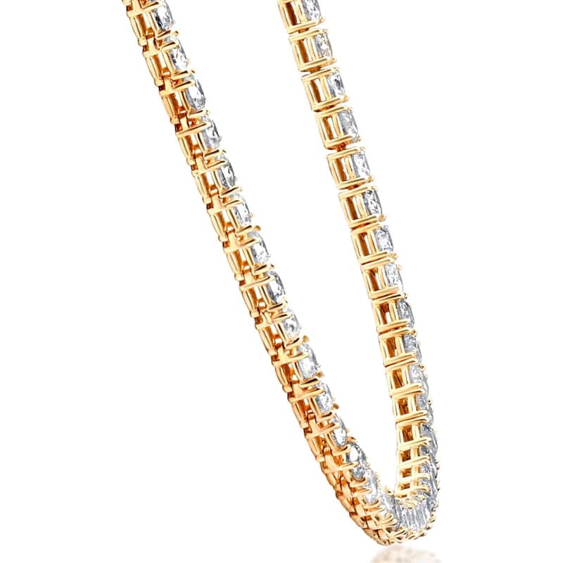 43.50Ct Natural Diamond Men's Tennis Necklace Solid Yellow Gold 24"