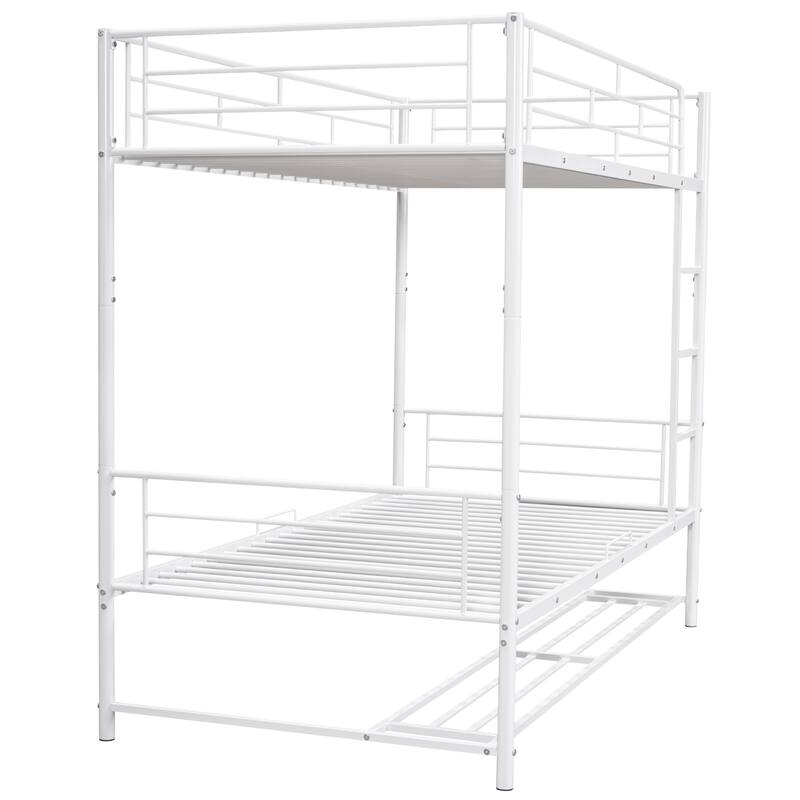 Metal Bunk Bed with Shelf and Guardrails