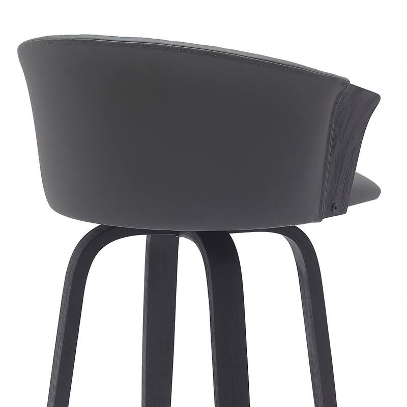 Faux Leather Swivel Counter Height Stool with Solid Wood Frame, Arms and Footrest