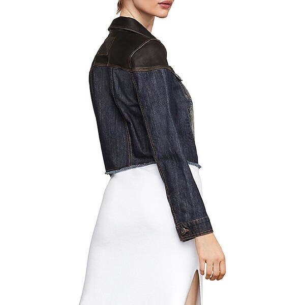 bcbg denim and leather jacket
