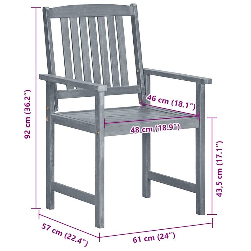 vidaXL Patio Chairs Outdoor Chair with Cushions for Deck Solid Wood Acacia