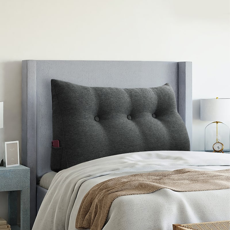 WOWMAX Bed Rest Wedge Reading Pillow Headboard Back Support Cushion - Twin - Anthracite Gray
