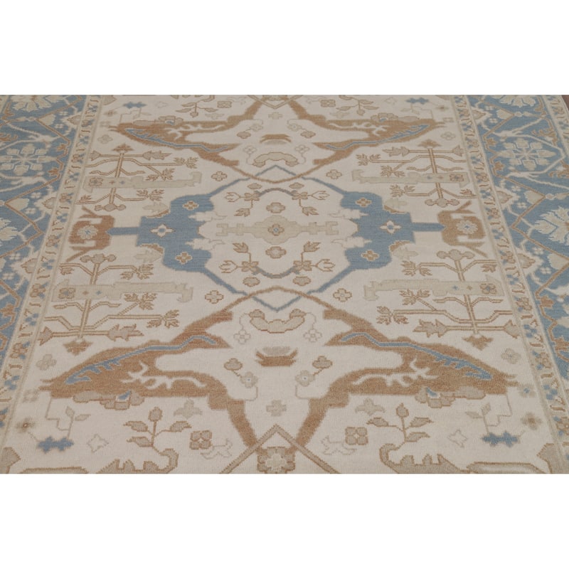 Transitional Oushak Indian Area Rug Handmade Wool Carpet - 8'1" x 10'0"