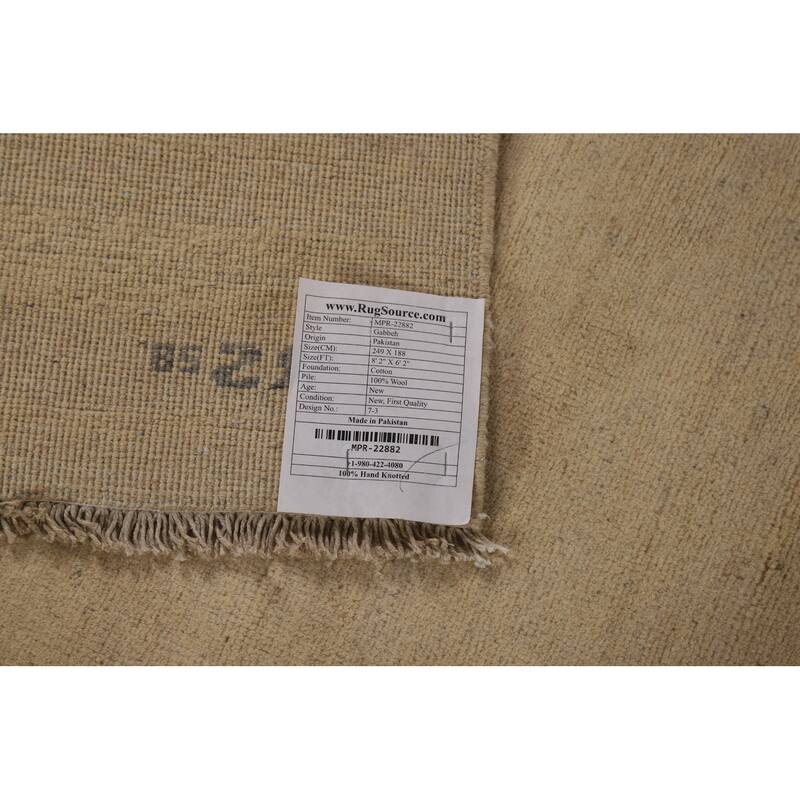 Modern Gabbeh Oriental Area Rug Handmade Solid Wool Carpet - 6'2"x 8'2"