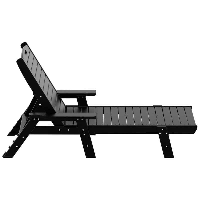 Laguna Hdpe All Weather Outdoor Patio Pool Reclining Chaise Lounges With Square Side Table (3-Piece Set)