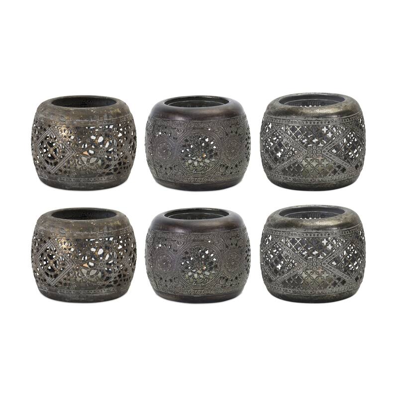 Punched Metal Votive Holder (Set of 6) - 4.5 x 4.5 x 4