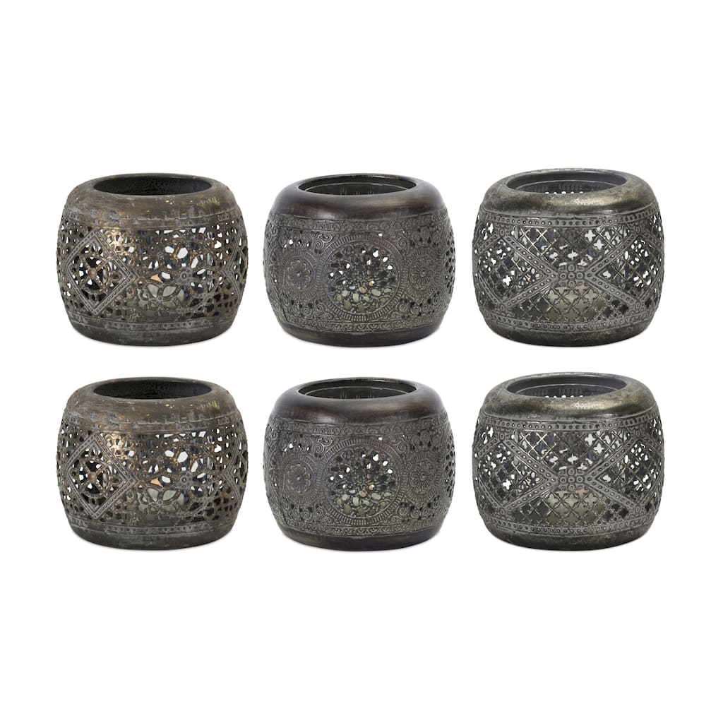 Punched Metal Votive Holder (Set of 6) - 4.5 x 4.5 x 4