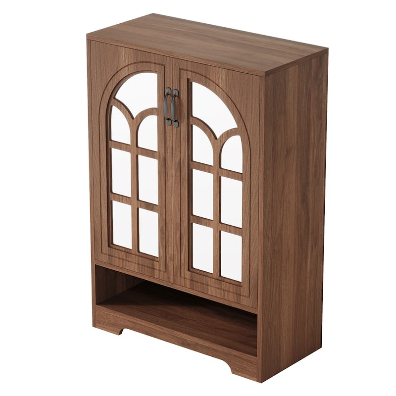 5-Tier Shoe Storage Cabinet with Mirrored Doors for Entryway