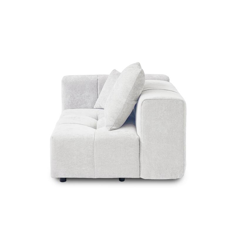 3-Seater Modular Sectional Couch with Ottoman Modern Linen Upholstered Sectional Sofa