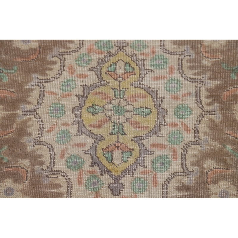 Hand Knotted Oriental 100% Wool Carpet Traditional Floral Navy Blue & Blues Tabriz Area Rug - 8' 11'' X 5' 8''