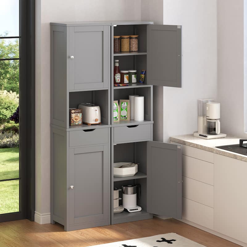 Futzca Tall Bathroom Storage Cabine, 64”H Freestanding Narrow Storage Pantry Cabinet