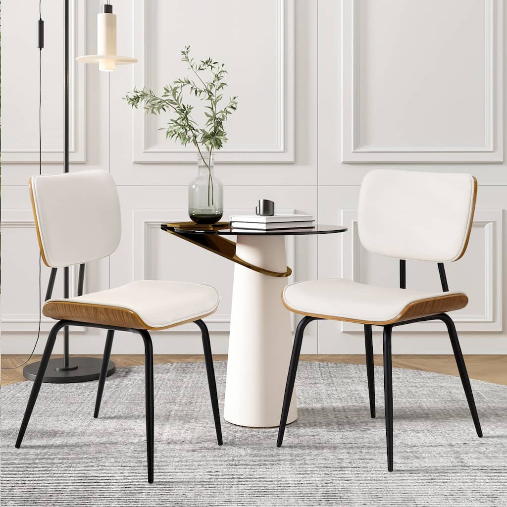 Faux Leather Upholstered Dining Chairs Set of 2/4 - 33.5" H x 17.5" W x 23" D