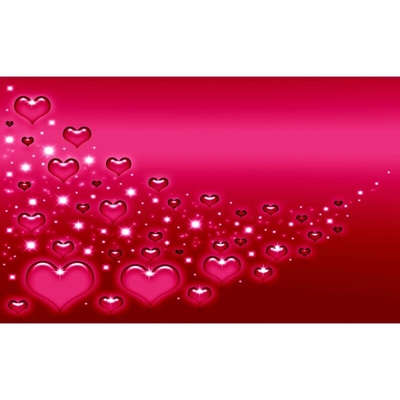 Contemporary Valentine Themed Rectangle Shape Wall Art, Red - 6 x 12