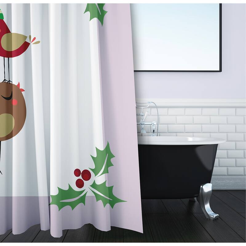 Christmas Birds Shower Curtain