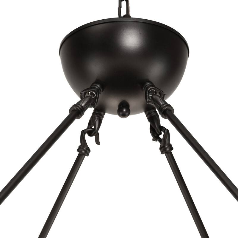 12 Light Chandelier Wagon Wheel (37” Wide) Matte Black Steel Frame