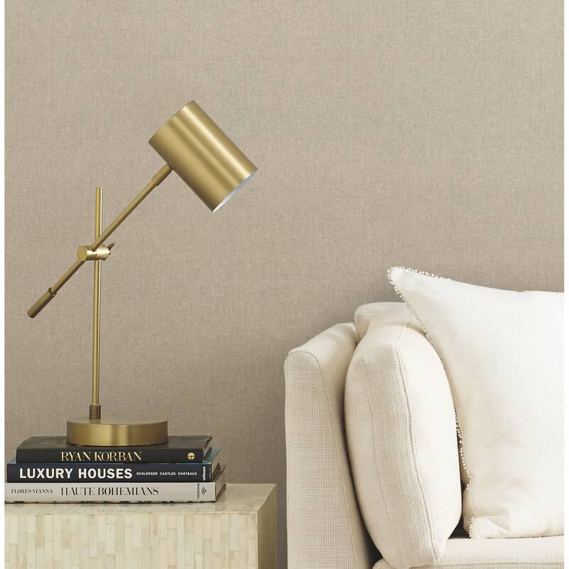 Warner Herringbone Tweed Beige Woven Wallpaper