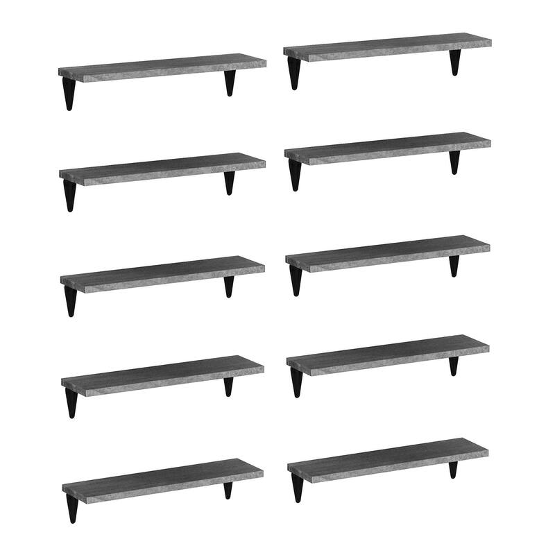 Wallniture Arras 17x4.5" Floating Bookshelves, Hanging Shelves for Living Room, Farmhouse Decor, Custom Finish and Piece Options - 10 Pieces Gray