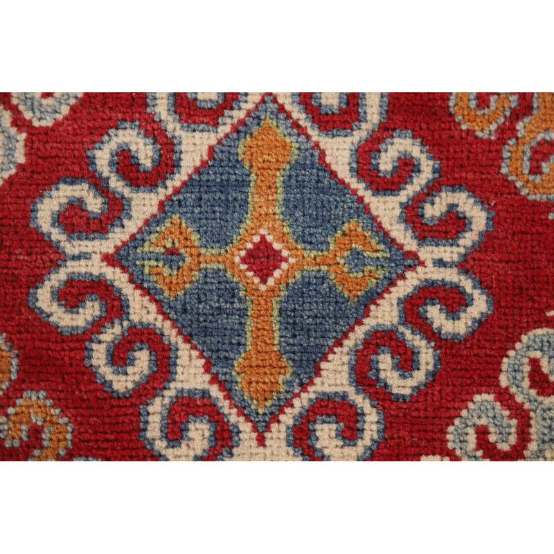 Hand Knotted Oriental 100% Wool Carpet Traditional All-Over Multi-Colored Kazak Runner Rug - 13' 10'' X 2' 6''