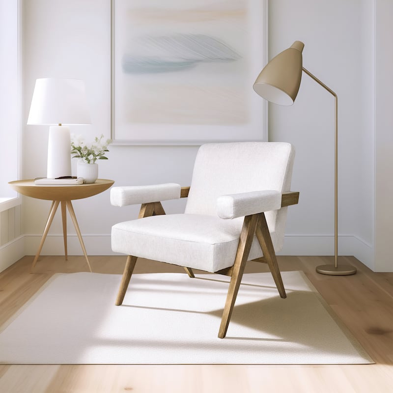 Sagebrook Home Modern Neutral Upholstered Armchair - 30" x 33" x 36"