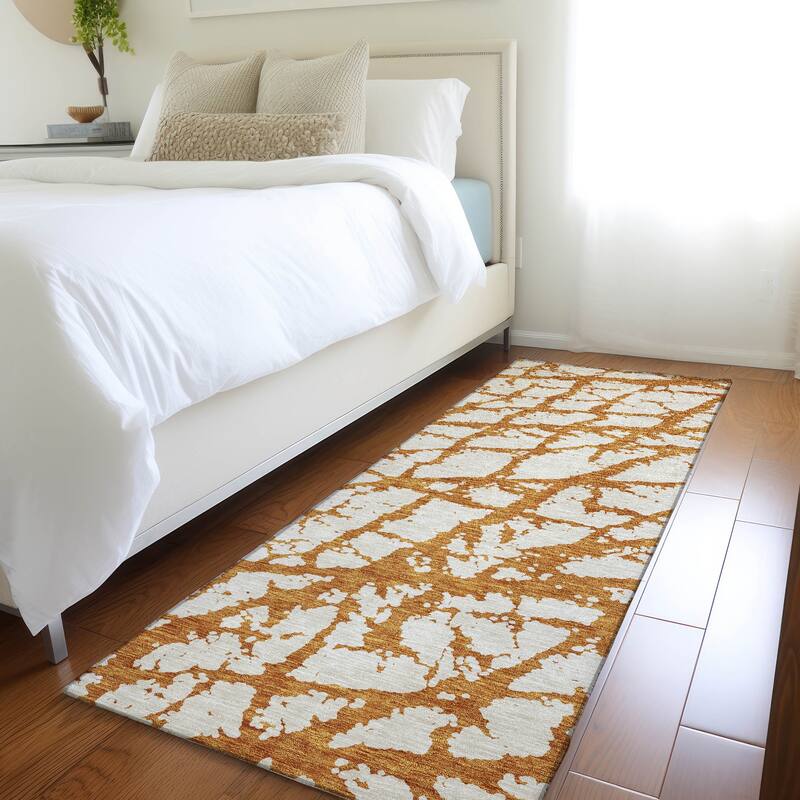 Premium Washable Super Soft Modern Crackle Mayfield Rug - Copper - 2'3" x 7'6"