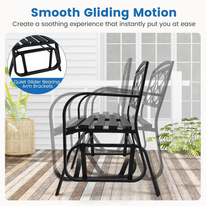 Costway 2-Person Outdoor Glider Bench with Metal Frame Armrests - See Details