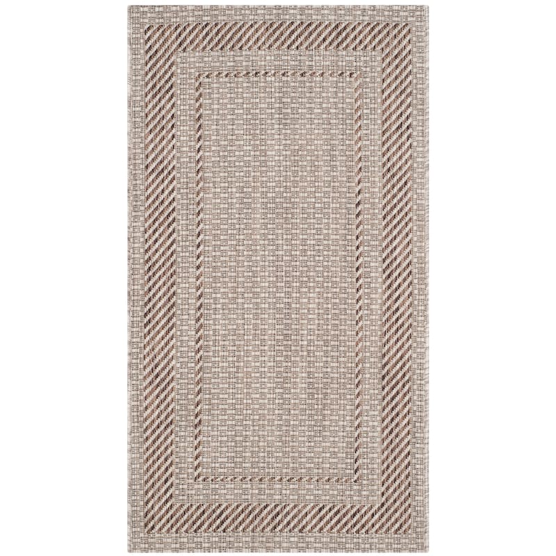 SAFAVIEH Courtyard Shpresa Indoor/ Outdoor Waterproof Patio Backyard Rug - 2'3" x 5' - Beige/Brown