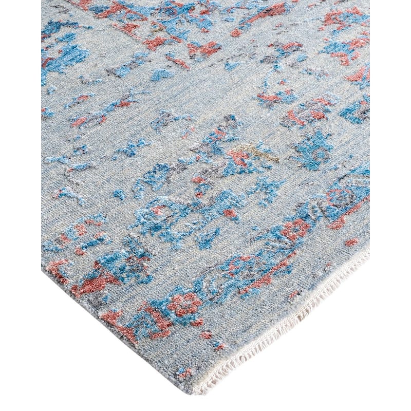 Ikat One-of-a-Kind Hand-Knotted Area Rug - Gray, 9' 0" x 12' 1" - 9' 0" x 12' 1"