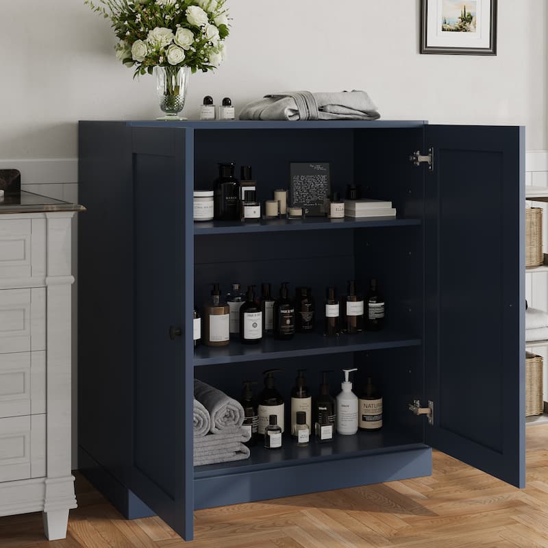 Palace Imports 100% Solid Wood 32" Bathroom Storage Cabinet with Shaker Doors and Adjustable Shelves - Antique Blue