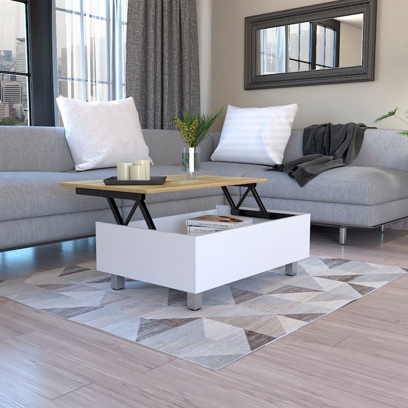 TUHOME Gambia Coffee Table with Lift Top, Concealed Storage and 4 Legs