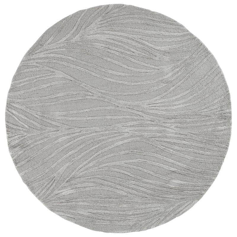 SAFAVIEH Handmade Glamour Fortunata Contemporary Wool Rug - 6' Round - Light Grey/Ivory