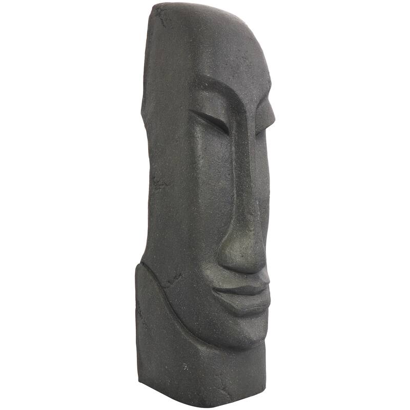 Black Resin Tall Distressed Totem Face Decorative Sculpture