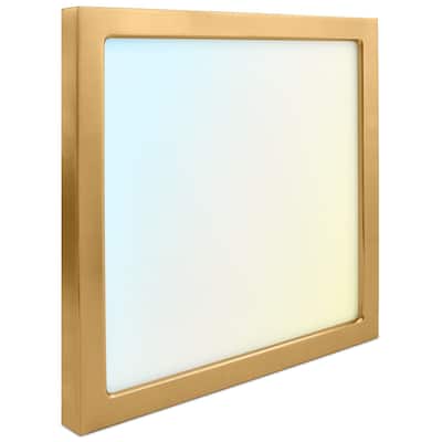 Luxrite 9 Inch Square LED Flush Mount Light, 18W 1250LM, 5CCT 2700K-5000K, Dimmable, ETL - Brass