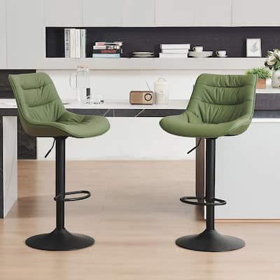 Modern Bar Stools Set of 2, Upholstered Counter Stools with Backrest