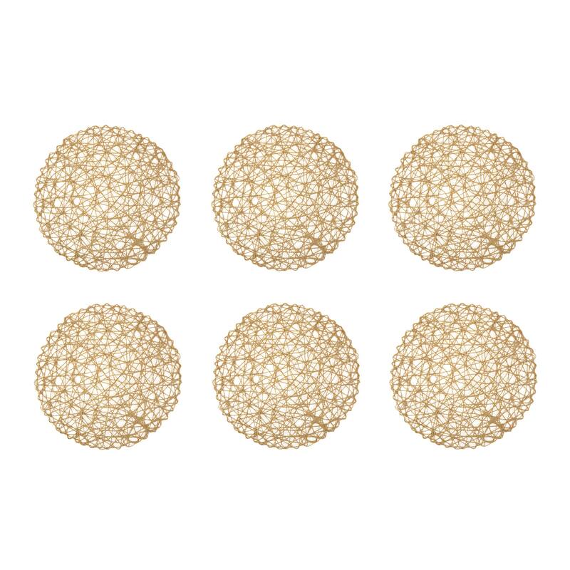 Design Imports Woven Paper Kitchen Placemat Set (Set of 6) - 15x15x1.18 - Taupe Round