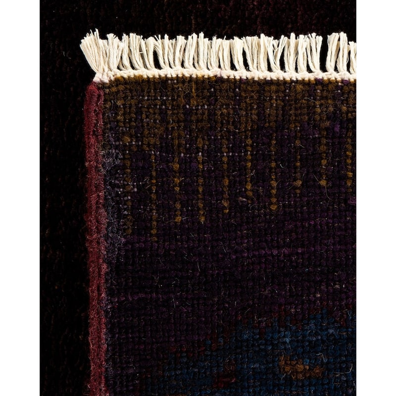 Overton Hand Knotted Wool Vintage Inspired Modern Contemporary Modern Brown Area Rug - 6' 1" x 11' 5"