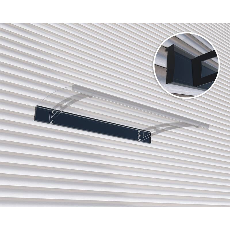 Aquila 3 ft. Gray/Clear Door and Gray/Solar Window Fixed Awning with Siding Connector Kit
