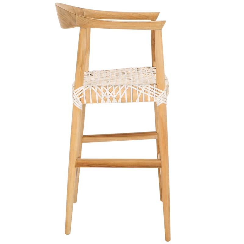 SAFAVIEH Ayseli Bandelier Natural/ White 27-inch Counter Stool - 24.4" W x 20" L x 41" H - 24Wx20Dx41H