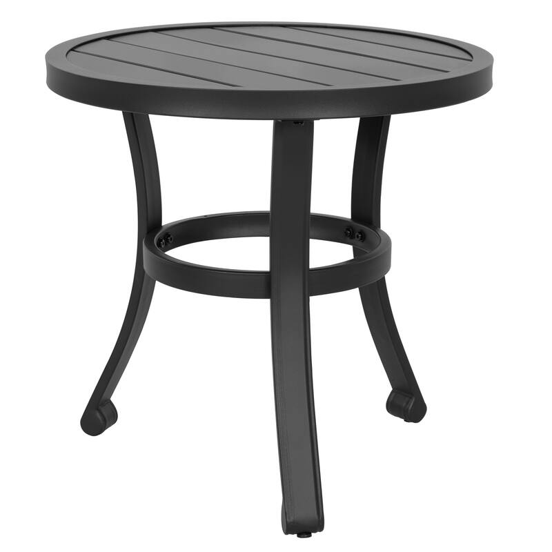 Outdoor 3-Piece Iron Bistro Set, Powder-Coated Finish, Black