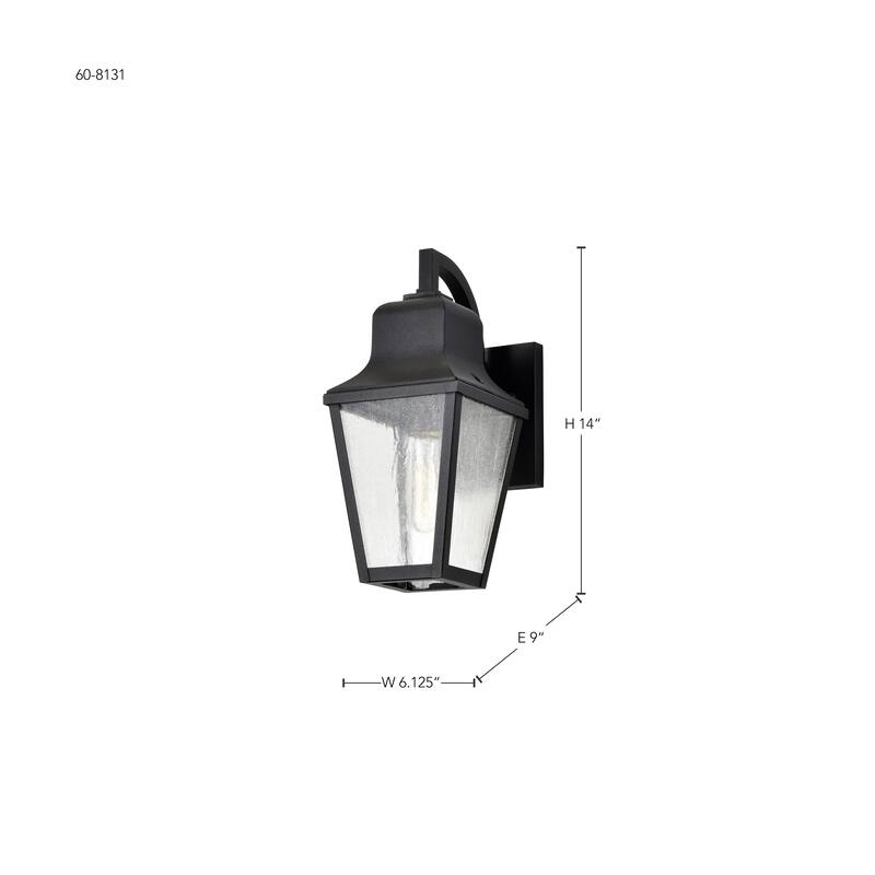 Lawrence 1 Light Small Wall Lantern Matte Black with Clear Seeded Glass