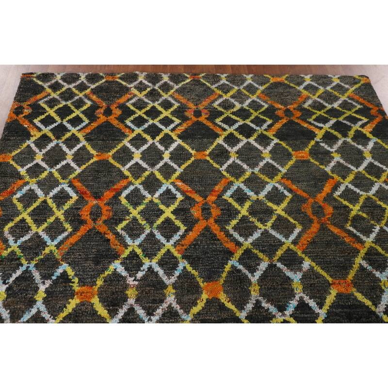 Trellis Moroccan Indian Area Rug Handmade Jute Carpet - 5'7"x 8'8"